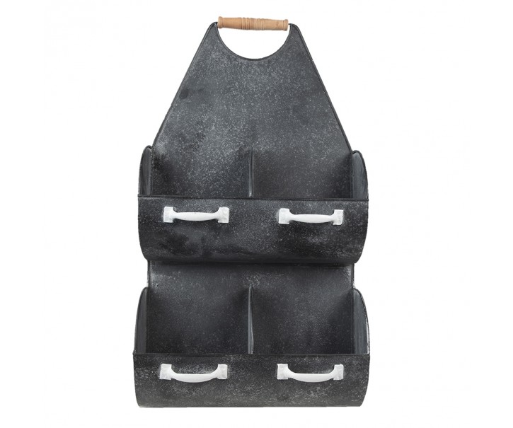 Černá antik kovová nástěnná police se 4mi boxy - 35*41*66 cm Clayre & Eef