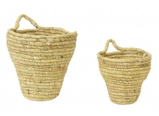 2 ks pletených přírodních košíků s uchy Lionny - Ø18*17/ Ø13*13cm