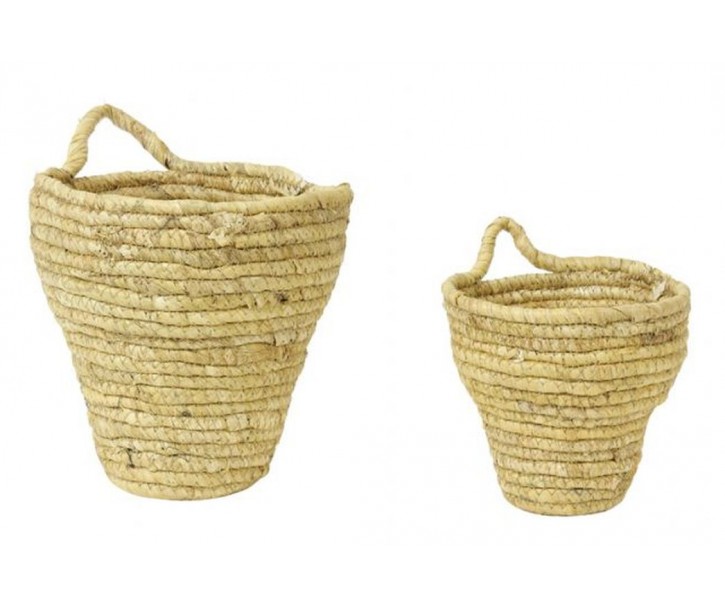 2 ks pletených přírodních košíků s uchy Lionny - Ø18*17/ Ø13*13cm Light & Living