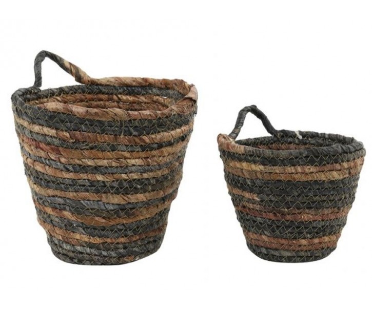 2 ks pletených hnědých košíků s uchy Lionny - Ø18*17/ Ø13*13cm Light & Living