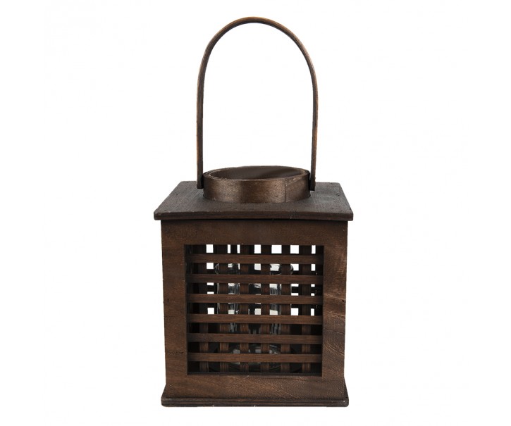 Hnědá dřevěná závěsná lucerna Bamboo - 17*17*20 cm Clayre & Eef