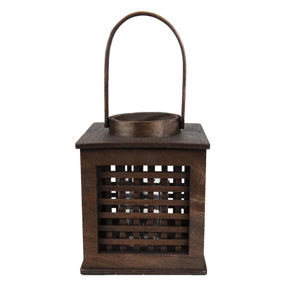 Hnědá dřevěná závěsná lucerna Bamboo - 17*17*20 cm Clayre & Eef Hnědá dřevěná závěsná lucerna Bamboo - 17*17*20 cm Clayre & Eef