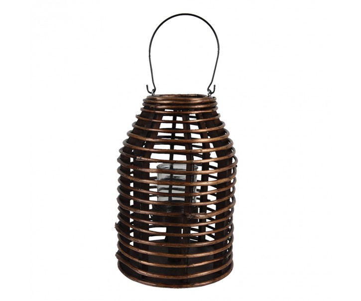 Hnědá dřevěná závěsná lucerna Bamboo - Ø 22*32 cm Clayre & Eef