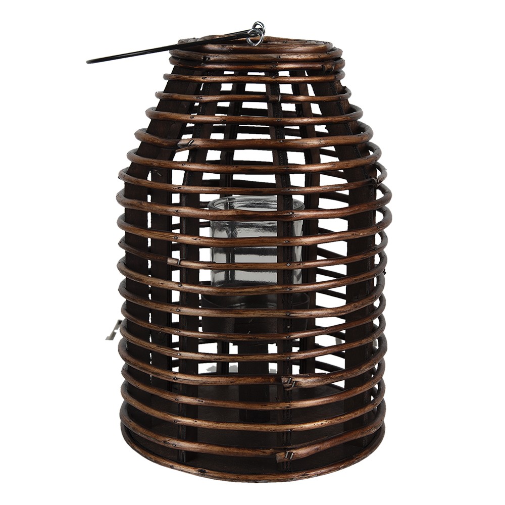 Hnědá dřevěná závěsná lucerna Bamboo - Ø 22*32 cm Clayre & Eef Hnědá dřevěná závěsná lucerna Bamboo - Ø 22*32 cm Clayre & Eef