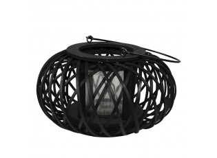 Černá dřevěná závěsná lucerna Bamboo - Ø 23*12 cm