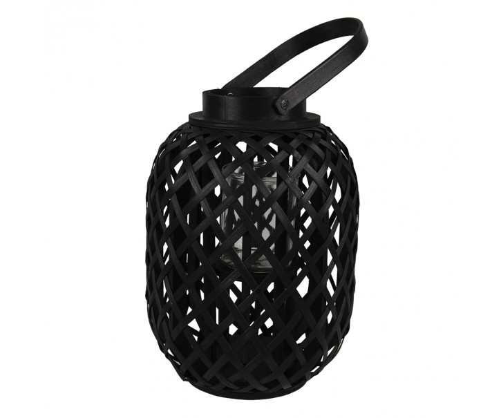 Černá dřevěná lucerna s uchem - Ø 22*29 cm Clayre & Eef
