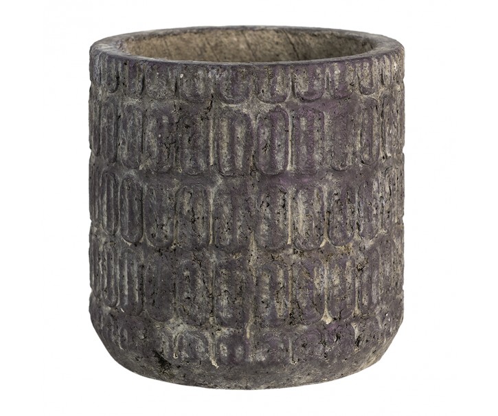 Šedý antik cementový obal na květináč se vzorem - Ø 20*20 cm Clayre & Eef