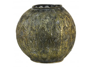 Zlatý antik kovový svícen s ornamenty - Ø 23*21 cm