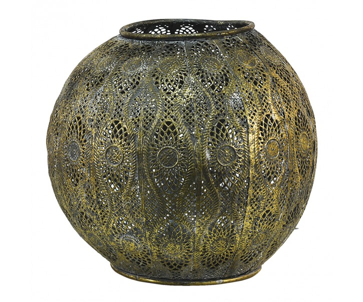 Zlatý antik kovový svícen s ornamenty - Ø 23*21 cm Clayre & Eef