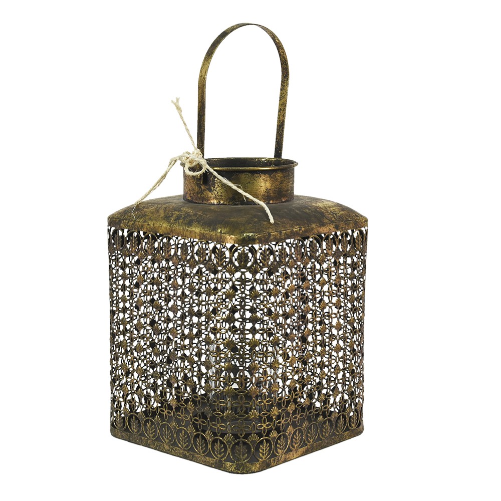 Zlatá antik kovová lucerna s ornamenty - 23*23*32 cm Clayre & Eef Zlatá antik kovová lucerna s ornamenty - 23*23*32 cm Clayre & Eef