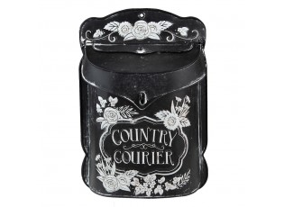 Černá antik poštovní schránka s květy Country Courier - 26*10*35 cm