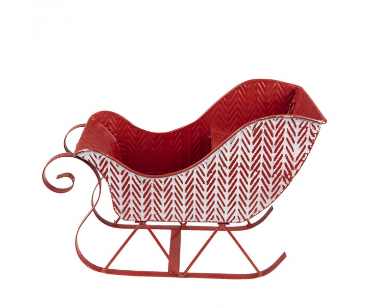 Červeno-bílá antik vánoční dekorace sáňky - 32*15*24 cm Clayre & Eef