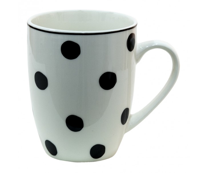 Porcelánový hrnek s černými puntíky Black Dot - 350 ml Clayre & Eef