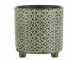 Tmavě zelený obal na květináč na nožičkách Flower green - Ø16*16cm J-Line by Jolipa