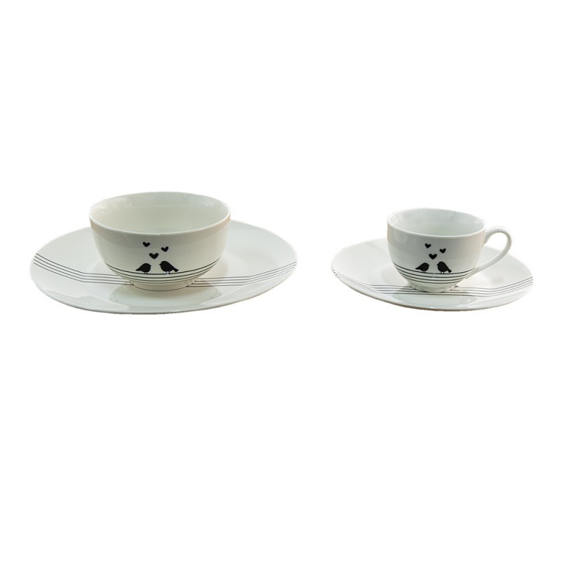 Porcelánový jídelní talíř s ptáčky Love Birds - Ø 26*2 cm Clayre & Eef Porcelánový jídelní talíř s ptáčky Love Birds - Ø 26*2 cm Clayre & Eef