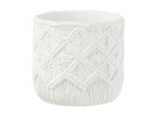 Bílý cementový květináč s drhaným vzorem Scrubb - Ø20*18 cm