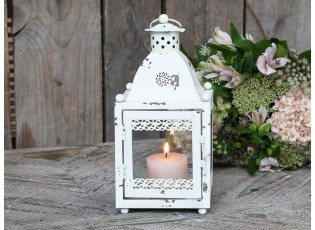 Krémová antik kovová lucerna Lasien - 11*11*24cm