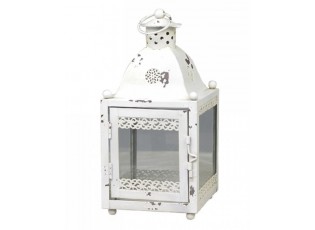 Krémová antik kovová lucerna Lasien - 11*11*24cm
