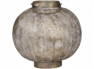 Champagne antik kovová kulatá lucerna Stion - Ø24 *25 cm