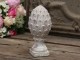 Krémová antik cementová dekorace šiška na podstavci Pine - 20 cm Chic Antique