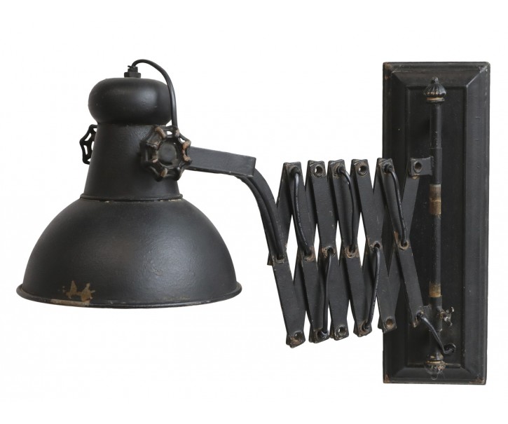 Černá antik nástěnná lampa s patinou Factory Lamp - Ø21*45-105 cm/ E14/ 60W Chic Antique