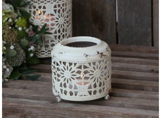 Krémová antik kovová lucerna Fleur-de-wire - Ø13 *12cm