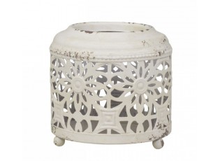 Krémová antik kovová lucerna Fleur-de-wire - Ø13 *12cm