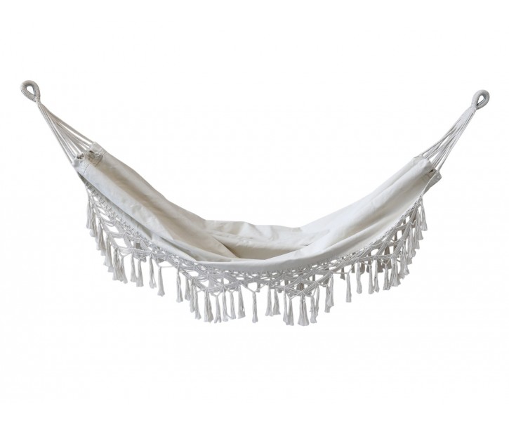Béžová režná bavlněná hamaka se střapci Hammock - 150*245 cm
