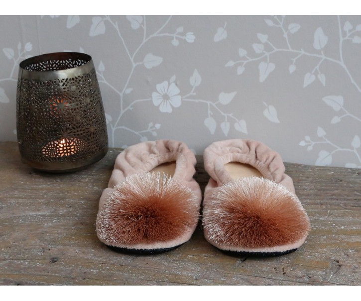 Nazouvací pantofle s bambulkami Pompom - 39/40 Chic Antique