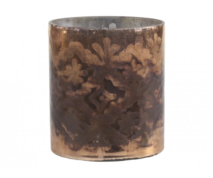 Mocca antik skleněný svícen na čajovou svíčku Grindi - Ø 10*12 cm Chic Antique