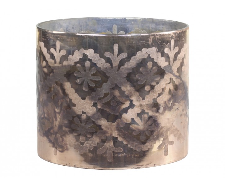 Mocca antik skleněný svícen na čajovou svíčku Grindi - Ø 20*17 cm Chic Antique