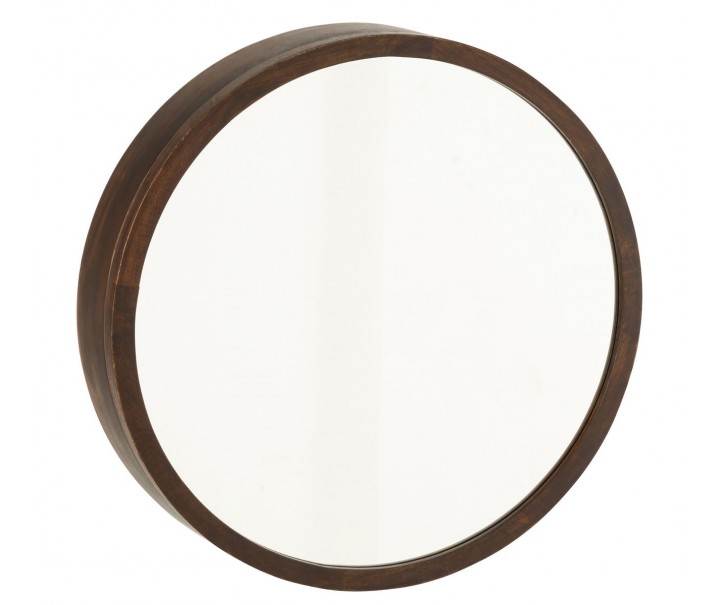 Hnědé nástěnné otevírací zrcadlo s poličkami Conie - Ø 60*13 cm J-Line by Jolipa