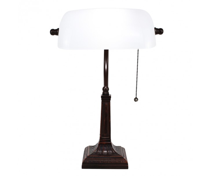 Bílá bankovní lampa tiffany Bank white - 26*16*40 cm E27/max 1*40W Clayre & Eef