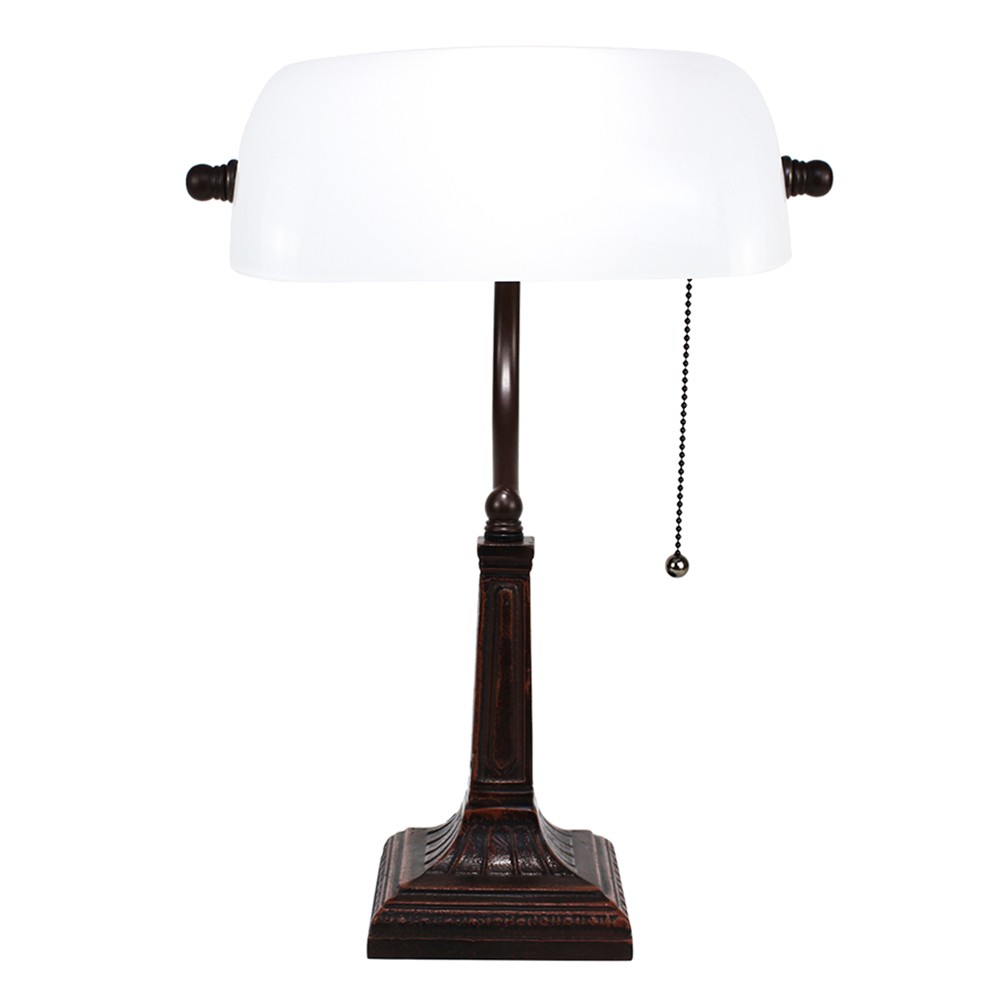 Bílá bankovní lampa tiffany Bank white - 26*16*40 cm E27/max 1*40W