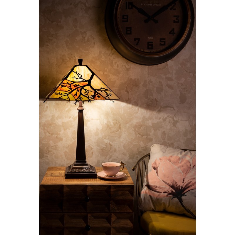 Hranatá stolní lampa Tiffany s větvemi stromu Tree - Ø 36*57 cm E27/max 2*60W Clayre & Eef Hranatá stolní lampa Tiffany s větvemi stromu Tree - Ø 36*57 cm E27/max 2*60W Clayre & Eef