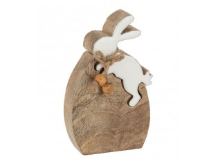 Dřevěná velikonoční dekorace Vajíčko se zajíčkem - 11*2,5*7 cm