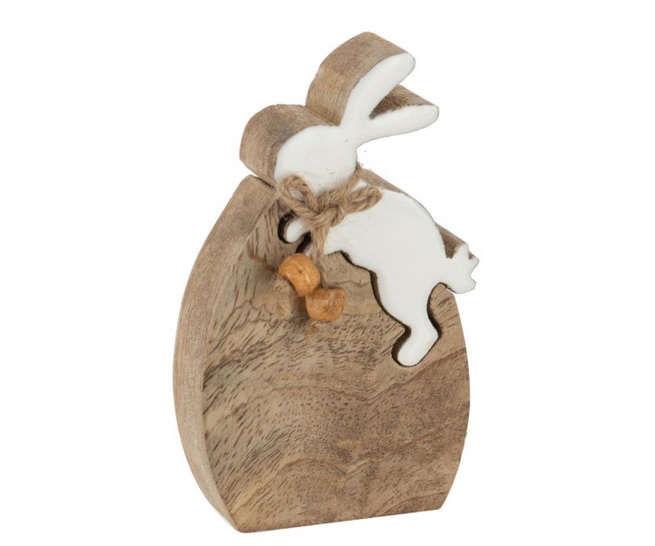 Dřevěná velikonoční dekorace Vajíčko se zajíčkem - 11*2,5*7 cm J-Line by Jolipa