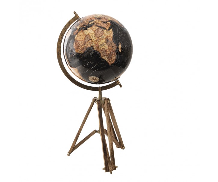 Černý dekorativní glóbus na dřevěné trojnožce Globe - 28*26*57 cm Clayre & Eef