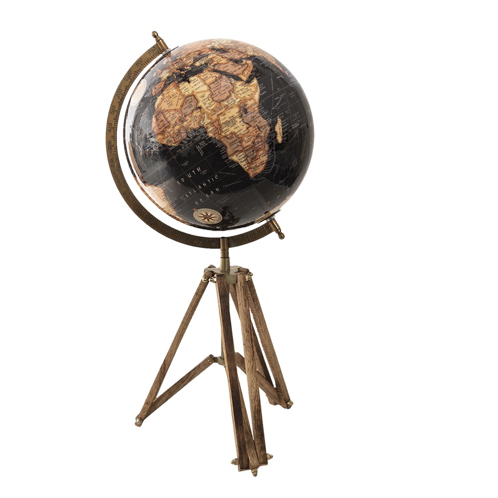 Černý dekorativní glóbus na dřevěné trojnožce Globe - 28*26*57 cm Clayre & Eef Černý dekorativní glóbus na dřevěné trojnožce Globe - 28*26*57 cm Clayre & Eef