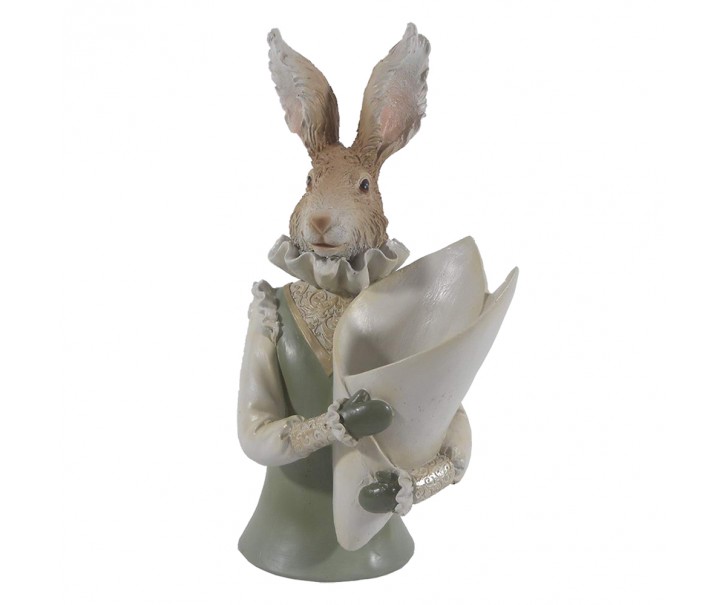 Dekorace zaječí paní v zelené vestičce - 16*13*30 cm Clayre & Eef