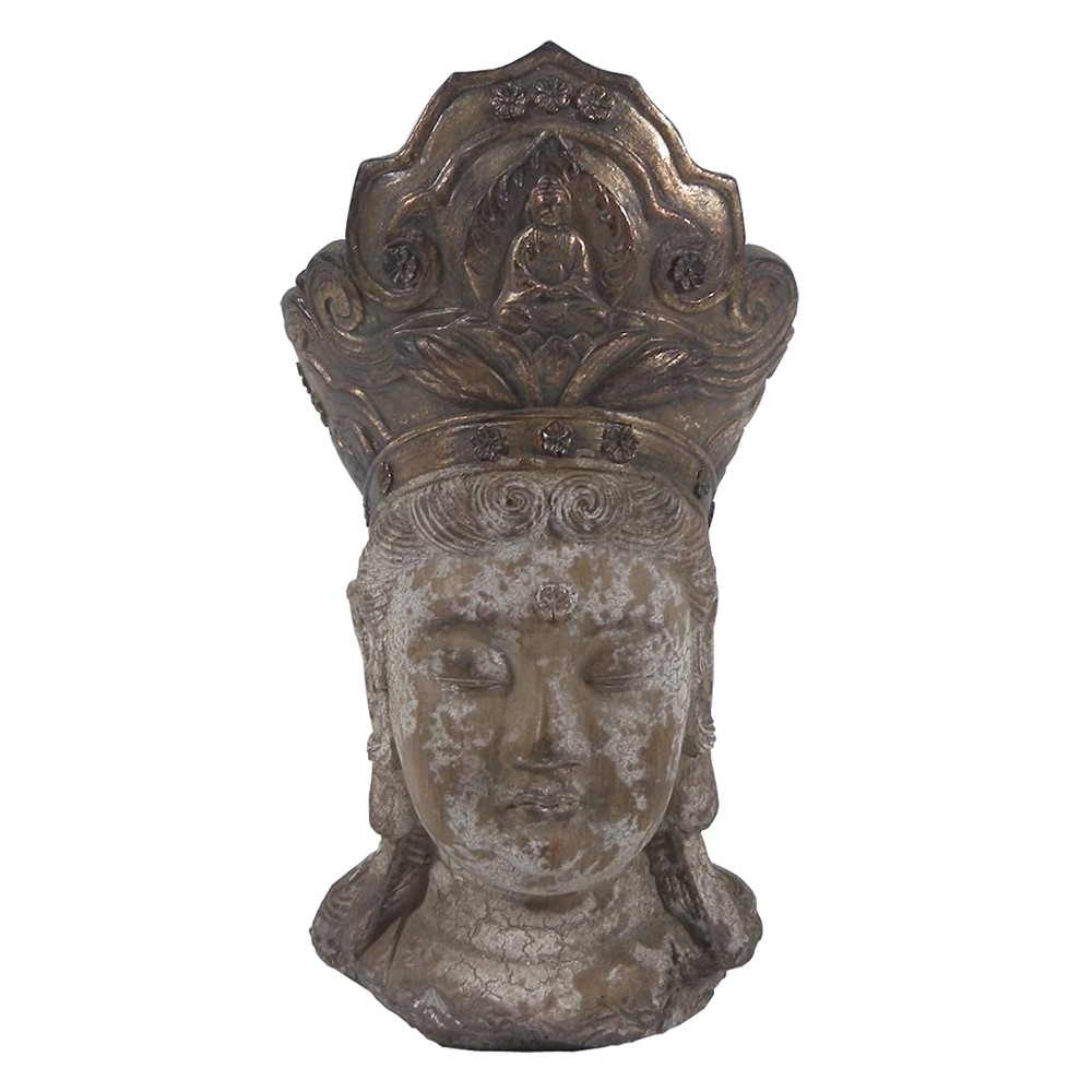 Hnědo-zlatá dekorace socha hlava Buddha - 12*9*22 cm