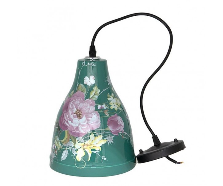 Zelené keramické stropní světlo s květy Flowie - Ø18*23 cm