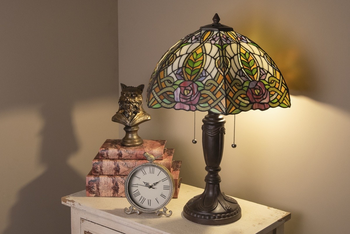 Stolní lampa Tiffany Rose - Ø 47*61cm Clayre & Eef Stolní lampa Tiffany Rose - Ø 47*61cm Clayre & Eef
