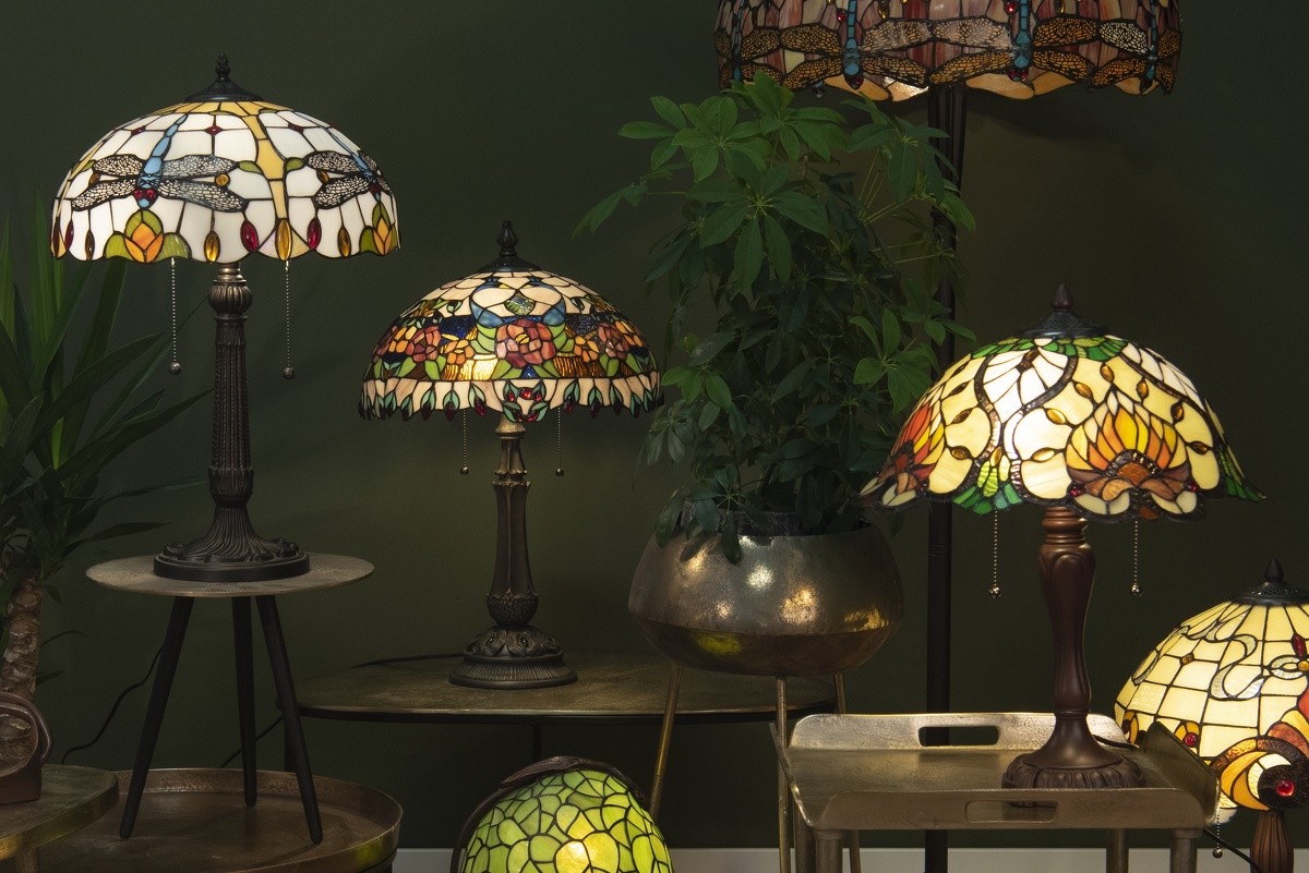 Stolní lampa Tiffany Yellow Garden - Ø 40*50 cm 2x E27 Clayre & Eef Stolní lampa Tiffany Yellow Garden - Ø 40*50 cm 2x E27 Clayre & Eef