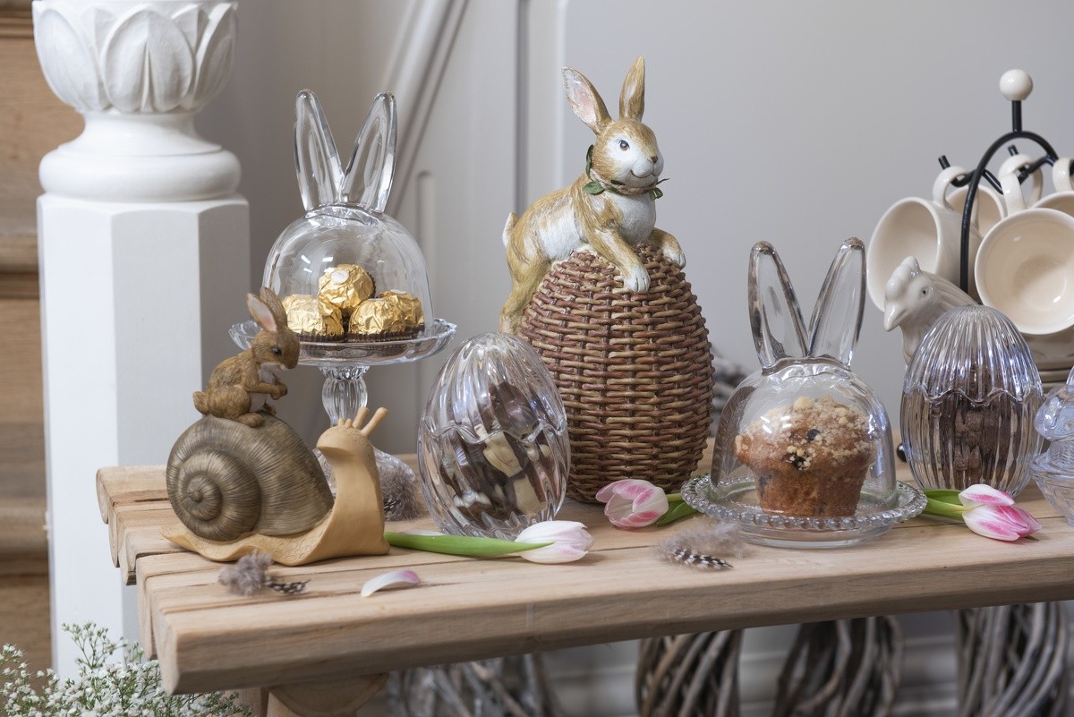 Skleněný podnos s poklopem a oušky Rabbit - Ø 14*16 cm Clayre & Eef Skleněný podnos s poklopem a oušky Rabbit - Ø 14*16 cm Clayre & Eef