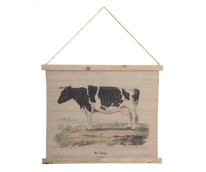 Nástěnná mapa s krávou Bos Taurus - 64*2*53 cm Clayre & Eef