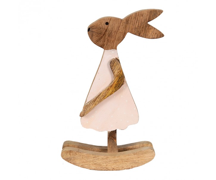 Dřevěná dekorace králíčí dívka v šatičkách - 17*7*30 cm Clayre & Eef