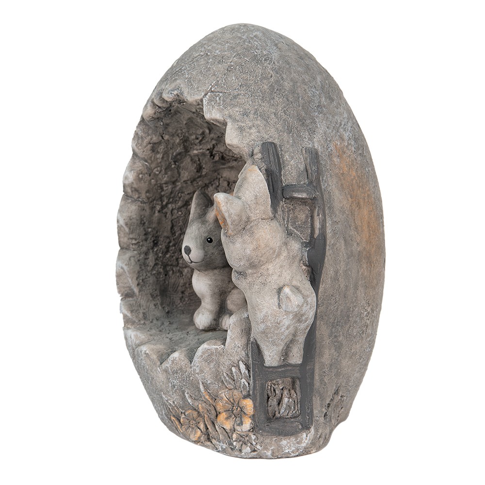 Šedá dekorace králíčci na vajíčku v dekoru kamene - 22*18*27 cm Clayre & Eef Šedá dekorace králíčci na vajíčku v dekoru kamene - 22*18*27 cm Clayre & Eef