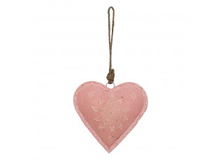 Růžové závěsné kovové srdce se zdovením Heartic - 14*4*14 cm