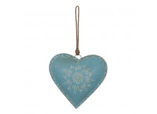 Modré závěsné kovové srdce se zdovením Heartic - 20*1*20 cm